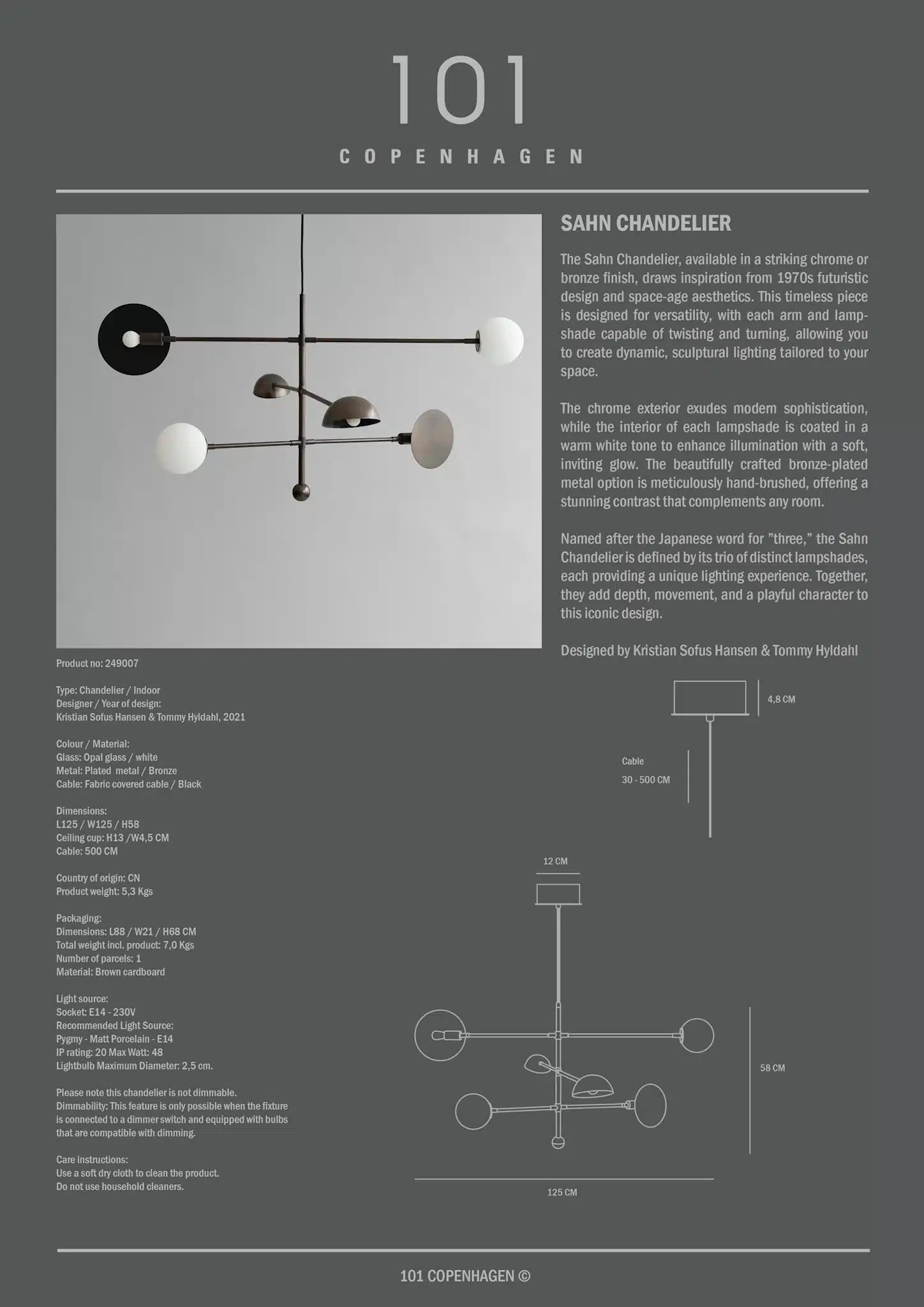 101 Copenhagen Sahn Chandelier – Brons - Bild 3