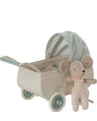 Maileg Barnvagn mint med baby mus - Bild 3