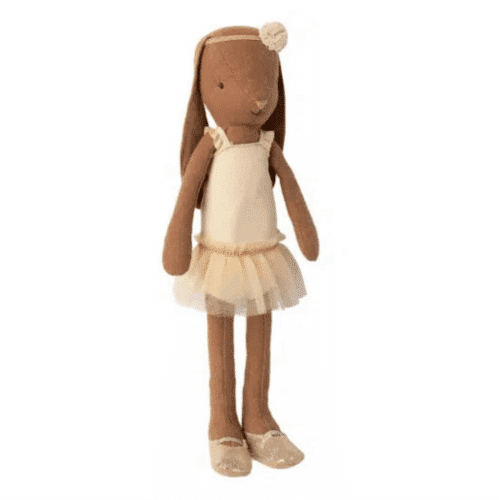 Maileg Kanin, storlek 2 - Chokladbrun - Balettdräkt och kjol krämfärgad