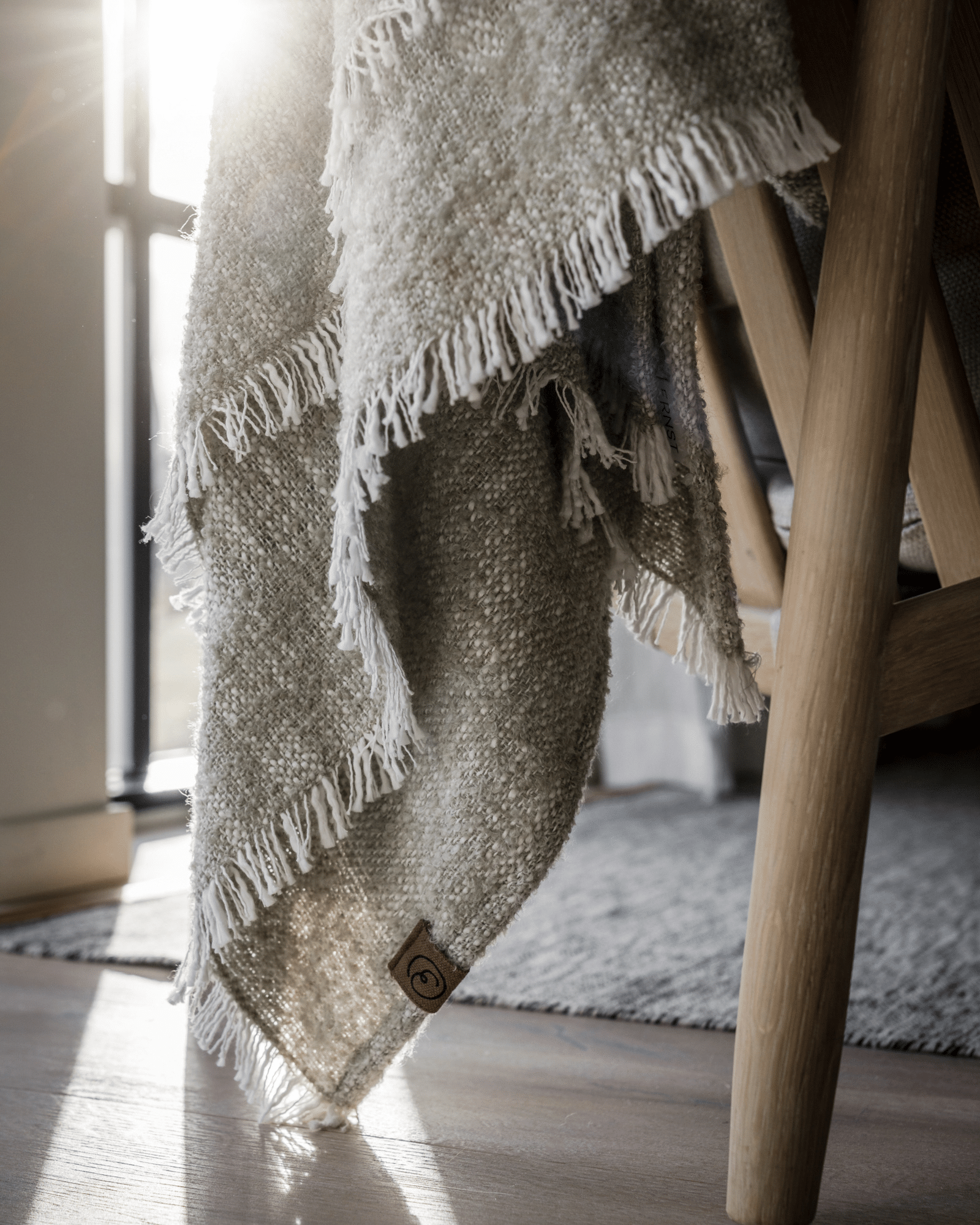 Ernst Pläd 130x180 beige m vit frans - Bild 3