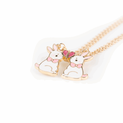 Bästa vän halsband med kaniner att dela med favoritvännen