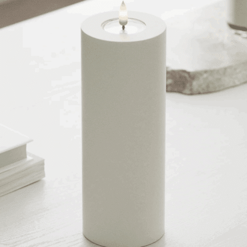 Deluxe Homeart LED Blockljus Ø 7,5 x 20cm vit