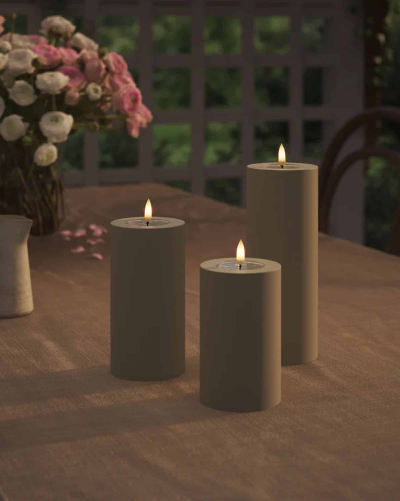 Utomhus LED Blockljus Ø 7,5 x 20 cm Sand - Bild 2