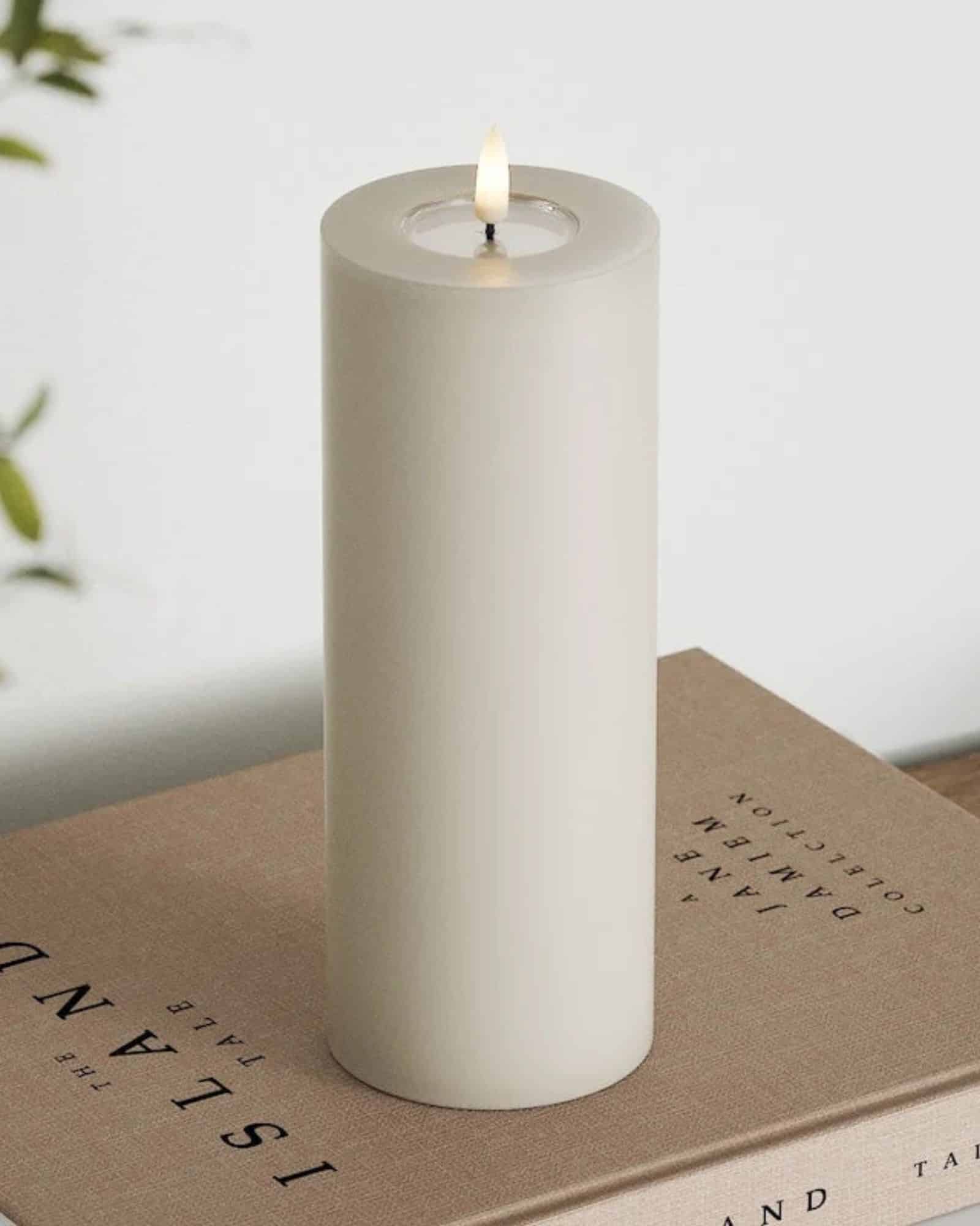 Inomhus LED Blockljus Ø 7,5 x 20 cm sand - Bild 2