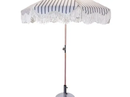 Parasoll - Randig - Offwhite/Blå - Vit - Ø175 x H220 cm