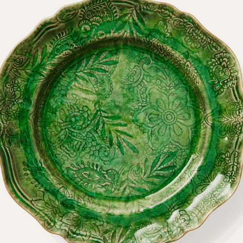 Sthål Stort serveringsfat runt Seaweed