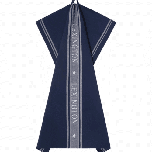 Lexington Icons kökshandduk med jacquardstjärna i bomull - Dressblå-vit