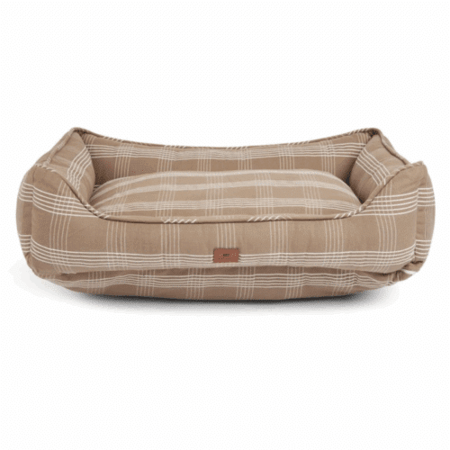 Lexington Checked Hundbädd i Ekologisk Bomull – Stone/Ljusbeige