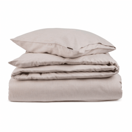 Lexington Bäddset Randig lyocell flanell beige/vit