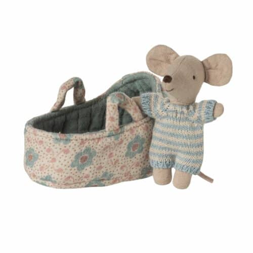 Maileg babymus i blå liggdel