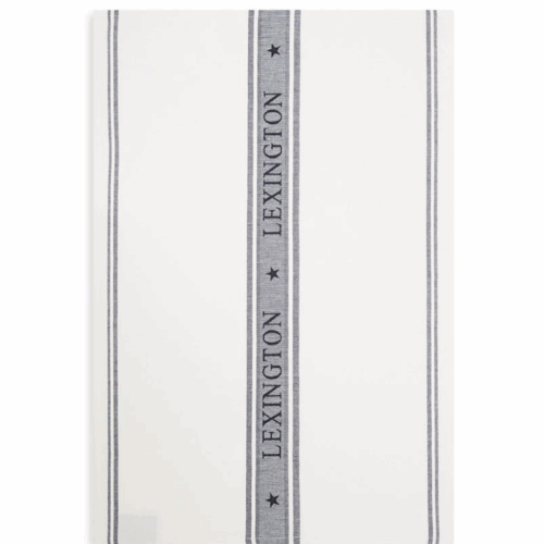 Lexington Icons kökshandduk med jacquardstjärna i bomull - Vit-Dressblå