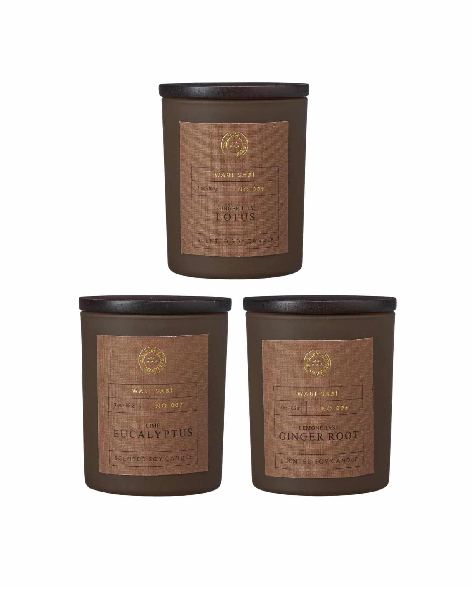 YASU Doftljus 3‑pack Lime Eucalyptus, Lemongrass Ginger Root, Ginger Lily Lotus