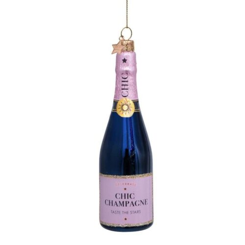 Vondels Ornamentglas lyxig rosa flaska med champagne H14cm