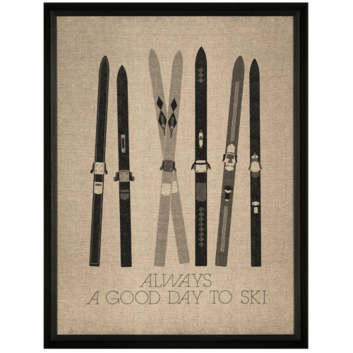 Tavla A Good Day to Ski med svart ram 35 X 45cm