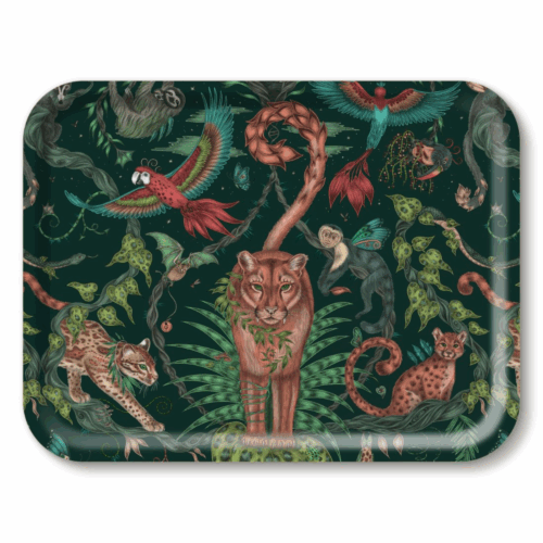 Bricka "Bosque Dreams / Forest" av Emma J Shipley, handgjord på Öland i FSC-certifierat björkfanér med naturinspirerad design, tålig och maskindiskvänlig.