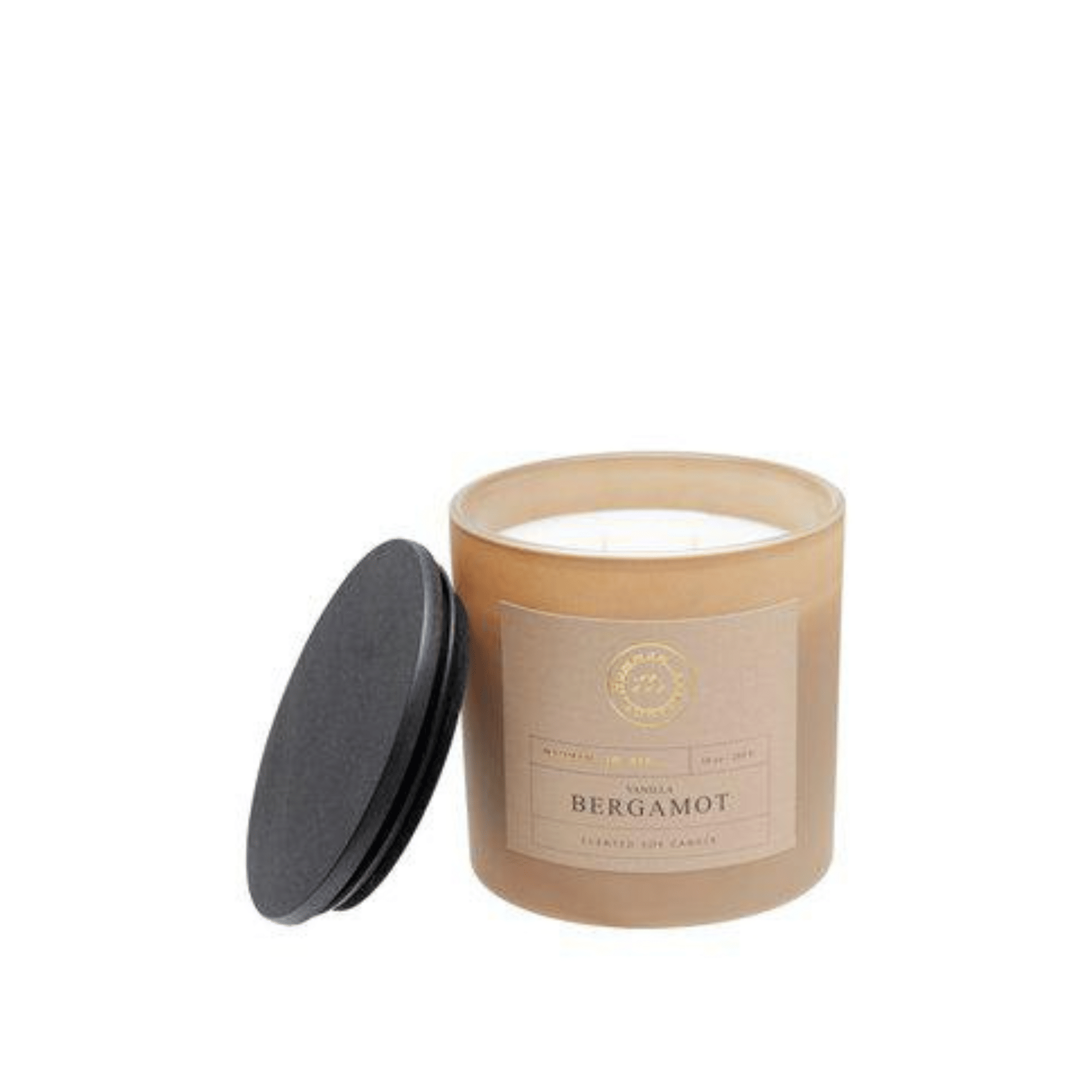 ASU doftljus i glas med doften Vanilla Bergamot – elegant ljus i hammamfärg, tillverkat av soja- och vaxblandning, 9x9 cm