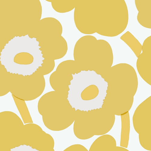 Servett Marimekko Unikko Gold Lunch, 33x33 cm, med ikoniskt blommönster i guld – elegant finsk design för festliga dukningar.