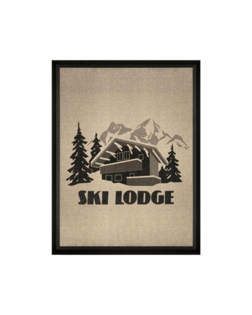 Tavla Ski Lodge med svart ram 65 x 85 cm
