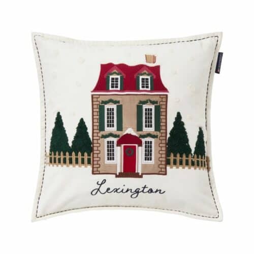 Lexington kuddfodral i sammet med husmotiv 50x50