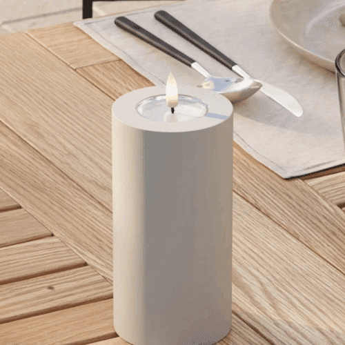 Deluxe Homeart Utomhus LED Blockljus Ø 7,5 x 15 cm Sand