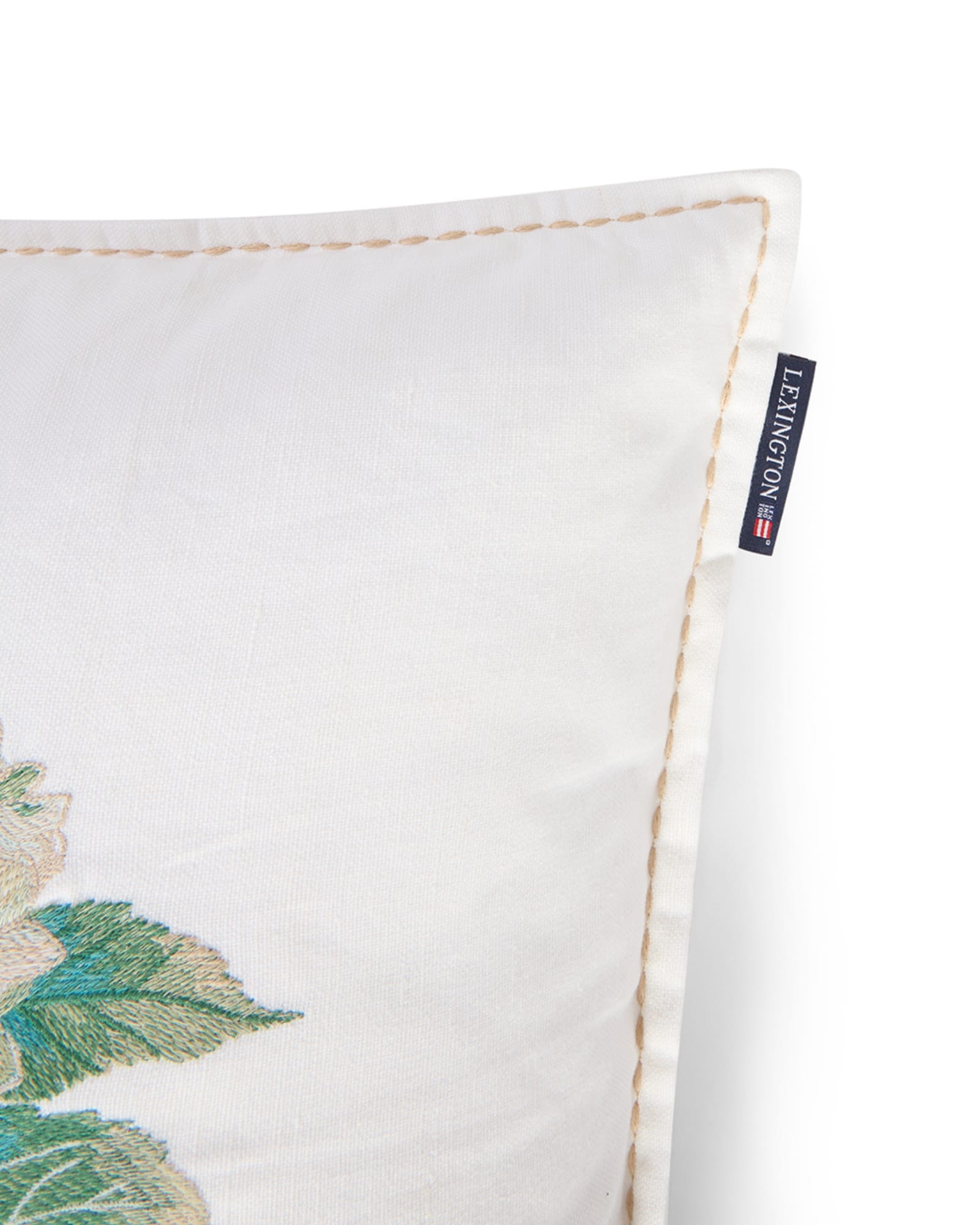 Lexington blombroderat kuddfodral i linne/bomull