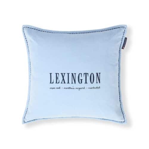 Lexington Blå logga kuddfodral i ekologisk bomullsvelour