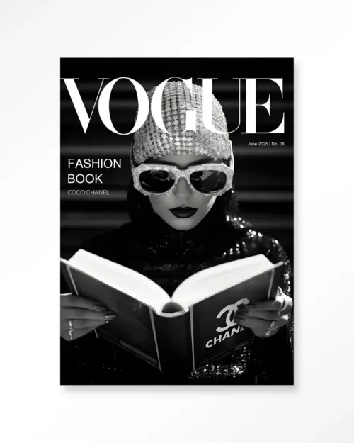 Tavla Fashion Book Black Glas 100x150 cm