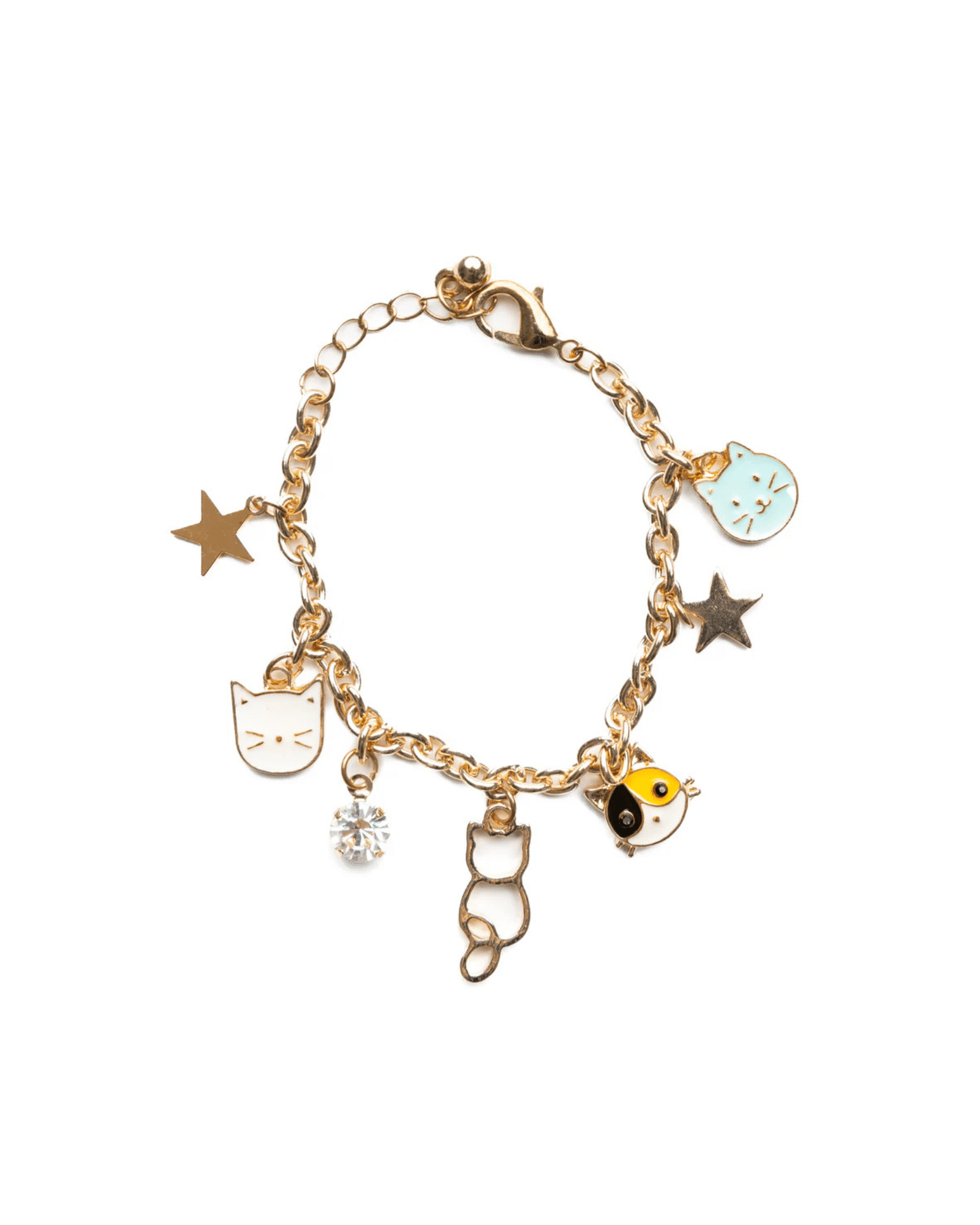 Barnarmband i kedjelänksstil med flera små kattberlocker – Purr-fectly Charming armband