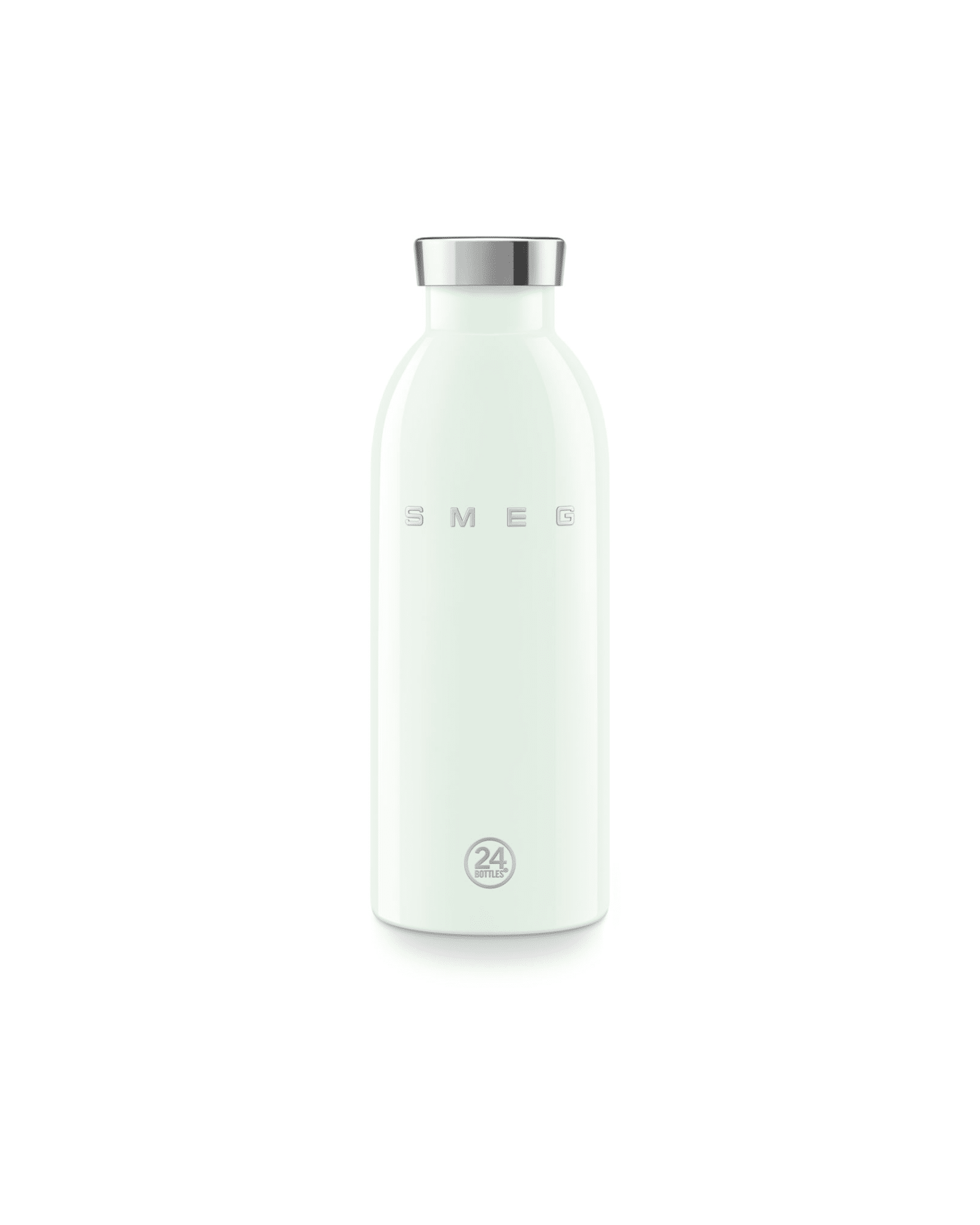 Pastellgrön Clima termosflaska 500 ml med högblank finish och dubbelväggad konstruktion från Smeg x 24Bottles