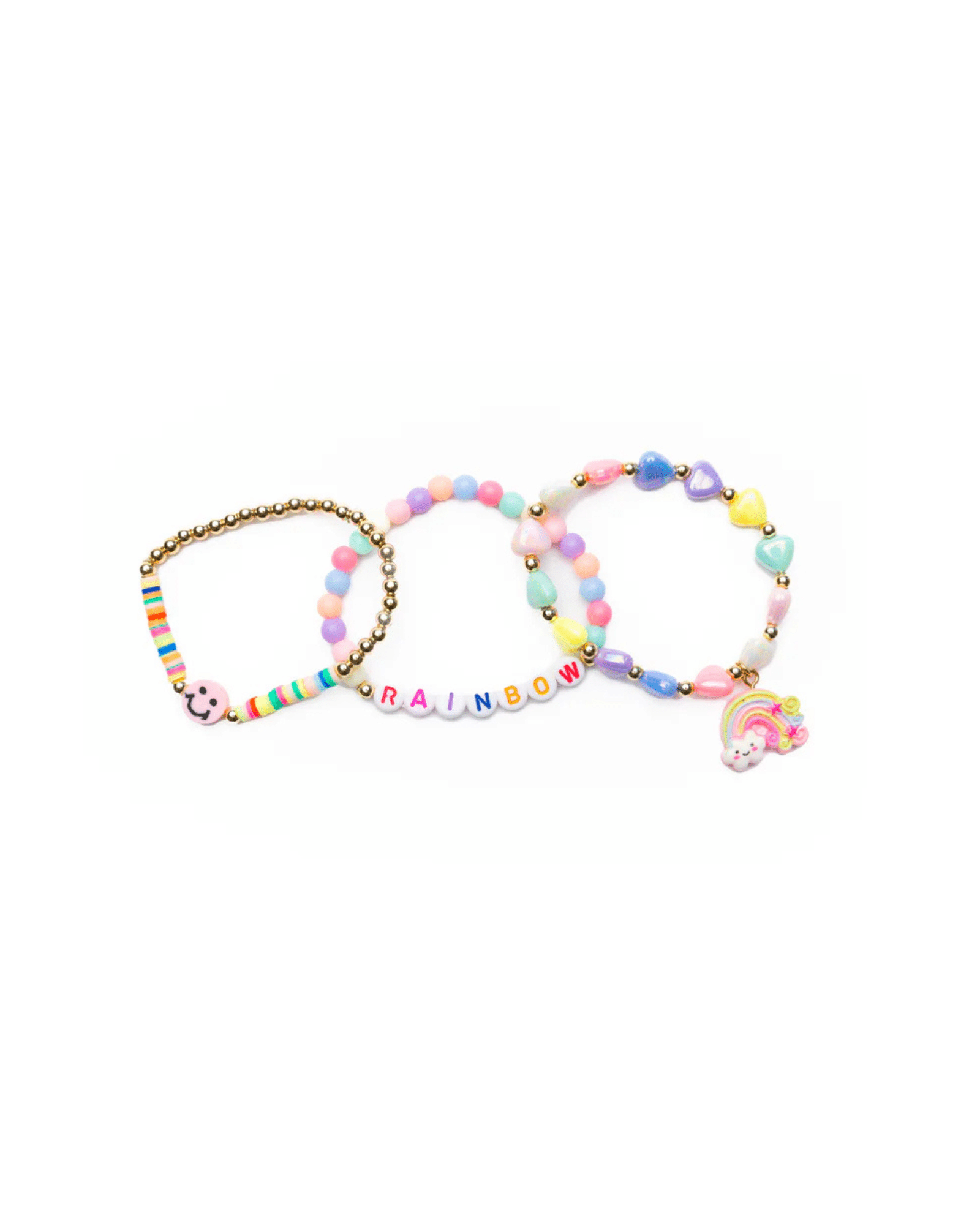 Färgglada barnarmband i regnbågsfärger med glada detaljer – Rainbow Smiles armbandsset