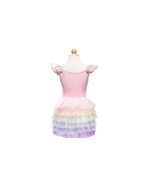 Regnbågsfärgad volangklänning med tutu, rosa/flerfärgad