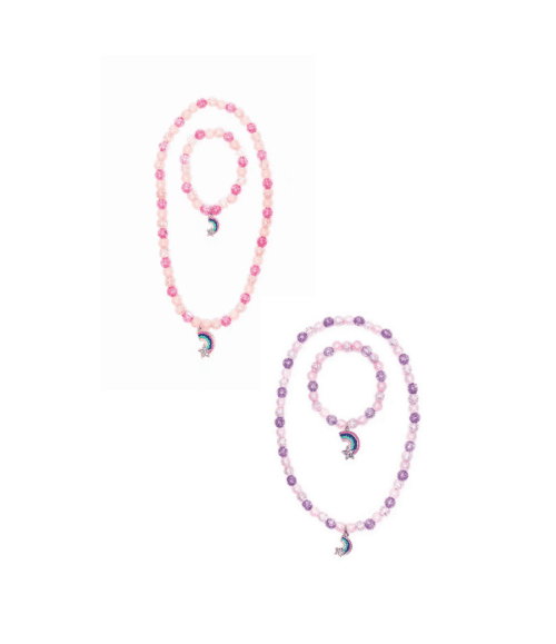 Barn Lila Regnbågshalsband och Armband Set 2 Pack
