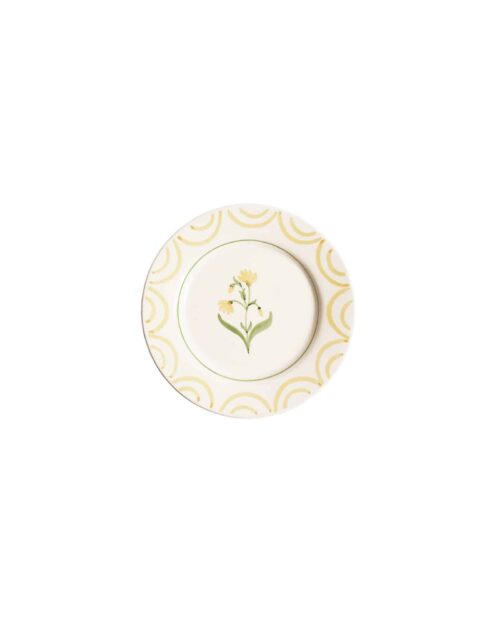 Pick a Poppy Cottage Flower Tallrik 28 cm Gul – Handmålad i lergods
