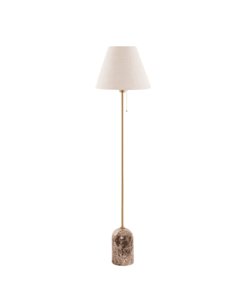 Globen Lighting Gino Golvlampa Brun Marmor – Beige Linneskärm