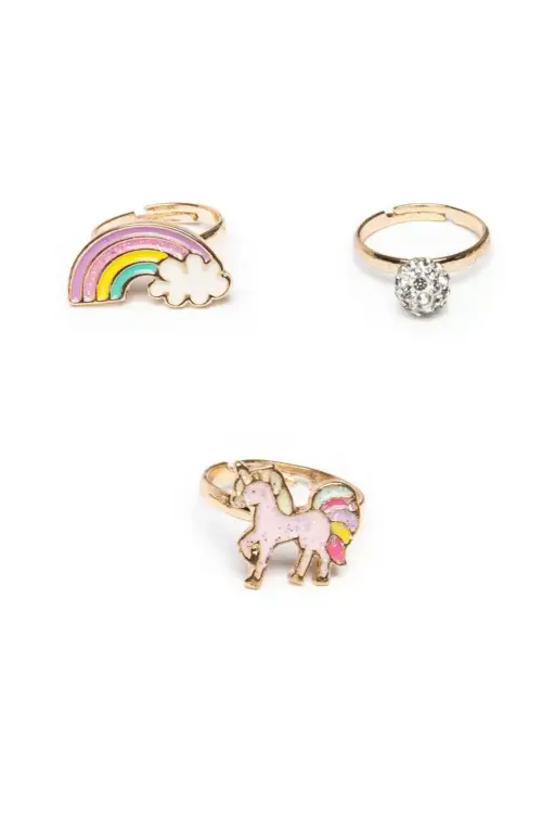 Boutique Unicorn Rainbow Ringset (3 delar) – Barn