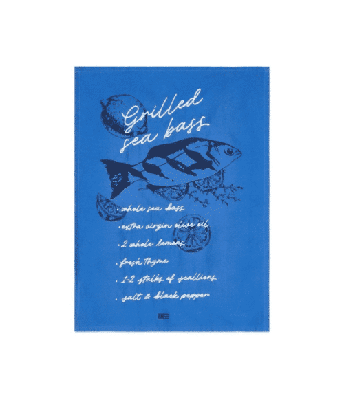 Lexington Kökshandduk Grilled Sea Bass – Ekologisk bomull 50x70 cm Blå/Vit