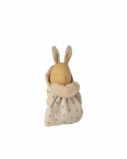 Maileg Lullaby friends kanin mini – Cream Yellow | Mjuk kanin med snuttefilt