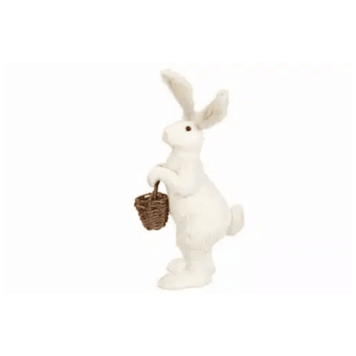 Hare med Korg Vit – golvdekoration 71 cm