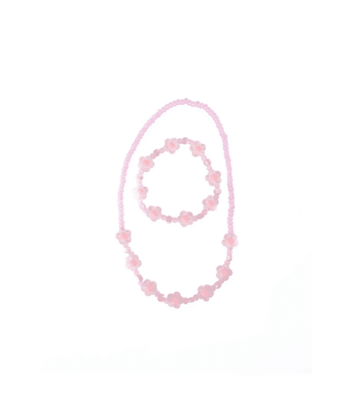 Pink Crystal Blooms Halsband & Armband Set – 2 delar