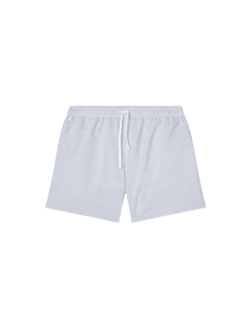 Seersucker badshorts blå/vit randig