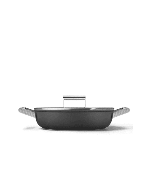 Smeg Keramisk Traktörpanna 28 cm Non-Stick Svart – 50’s Style med Glaslock