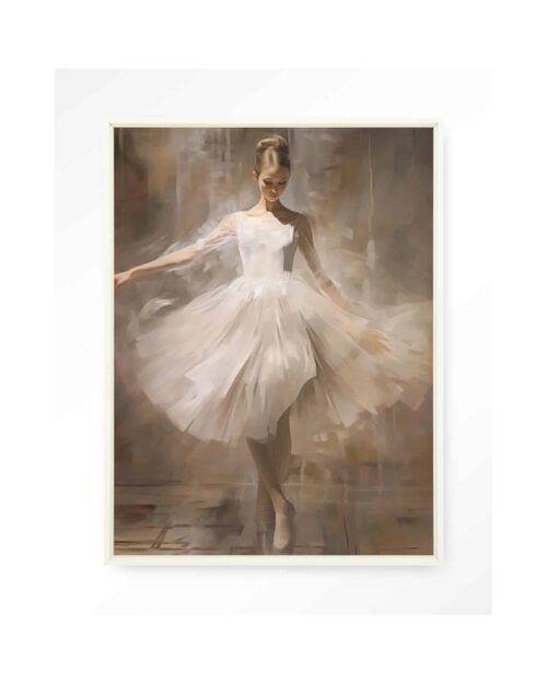 Tavla Dancing Ballerina vit ram 80x110