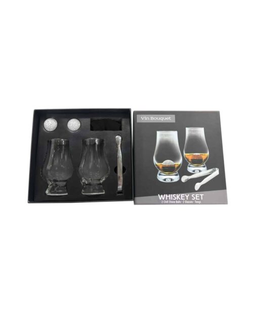 Whisky Set 2 glas, isbollar & tång